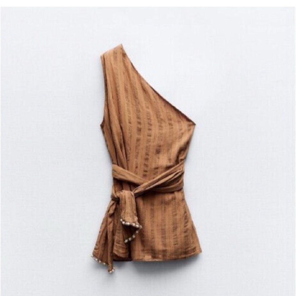 Zara One-Shoulder Brown Top